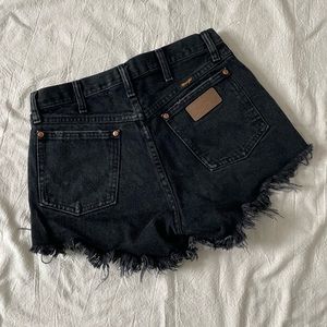 Wrangler Vintage Style Black Denim Cutoff Shorts